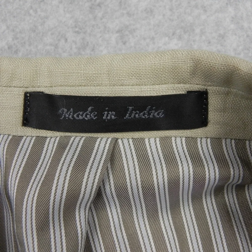 Calvin Klein Linen Blazer Mens 44L Two Button Sport Coat Beige Solid Lightweight